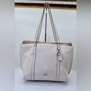 Coach May Tote Bag in Chalk Pebbled Leather with Silver Hardware 1573